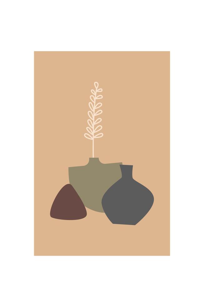 Abstract Botanical Composition in Boho Vase Style vector