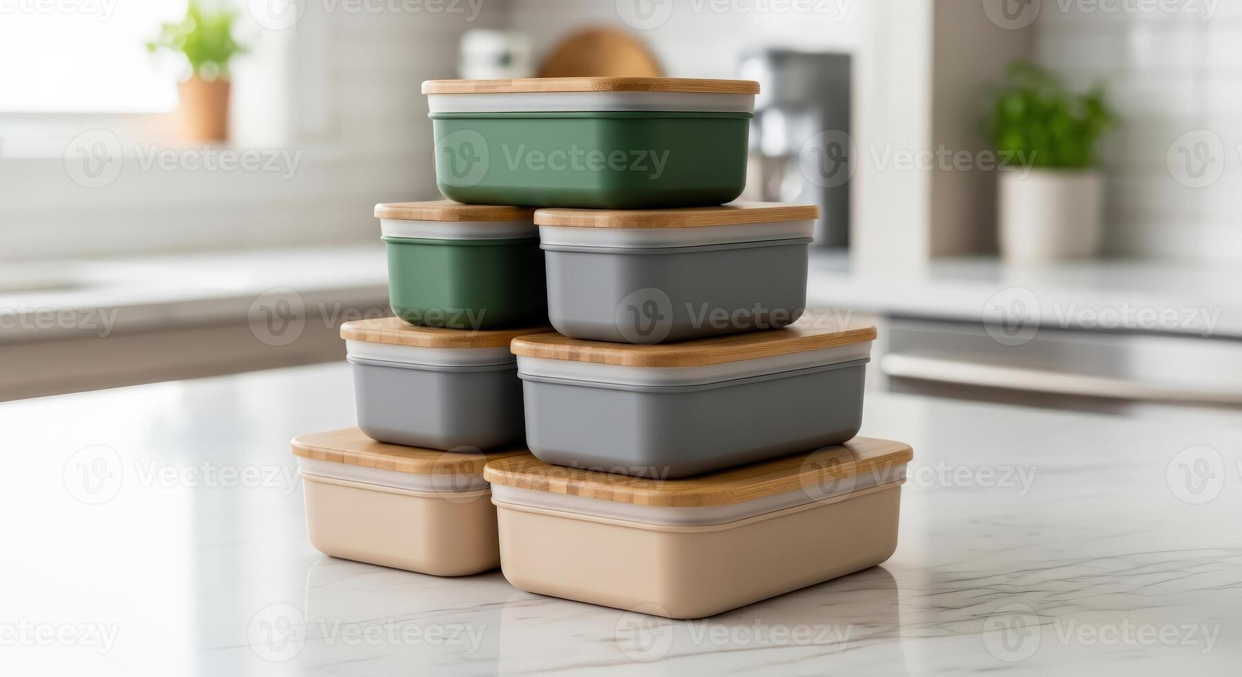 Innovative Modular Food Storage System Thoughtfully Designed Containers with Natural Lids, Optimizing Kitchen Efficiency and Promoting Sustainable Living Practices photo
