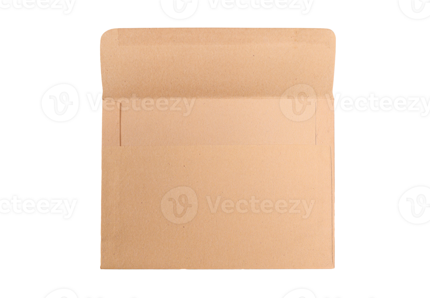 Open empty textured craft paper envelope mock up a isolated transparent background, for your ready message communication png