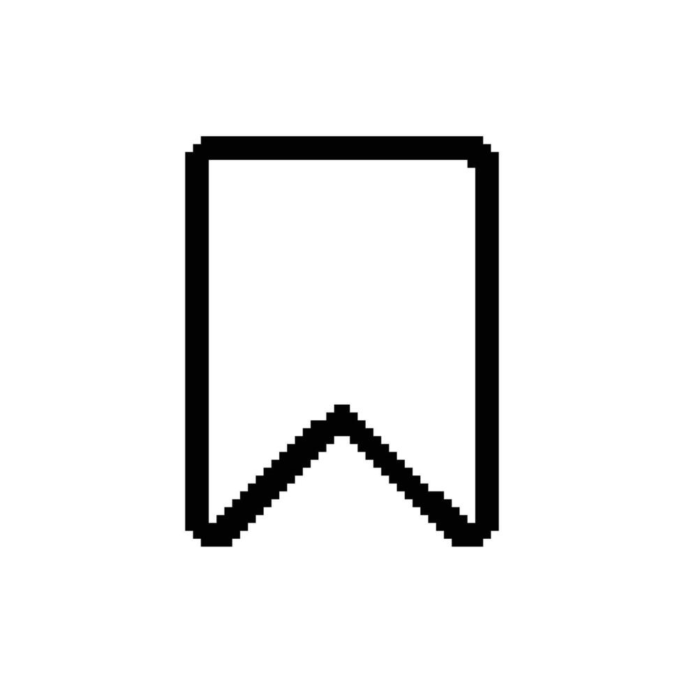 Simple pixelated bookmark icon shows saving concept with minimalist design and blank space. vector