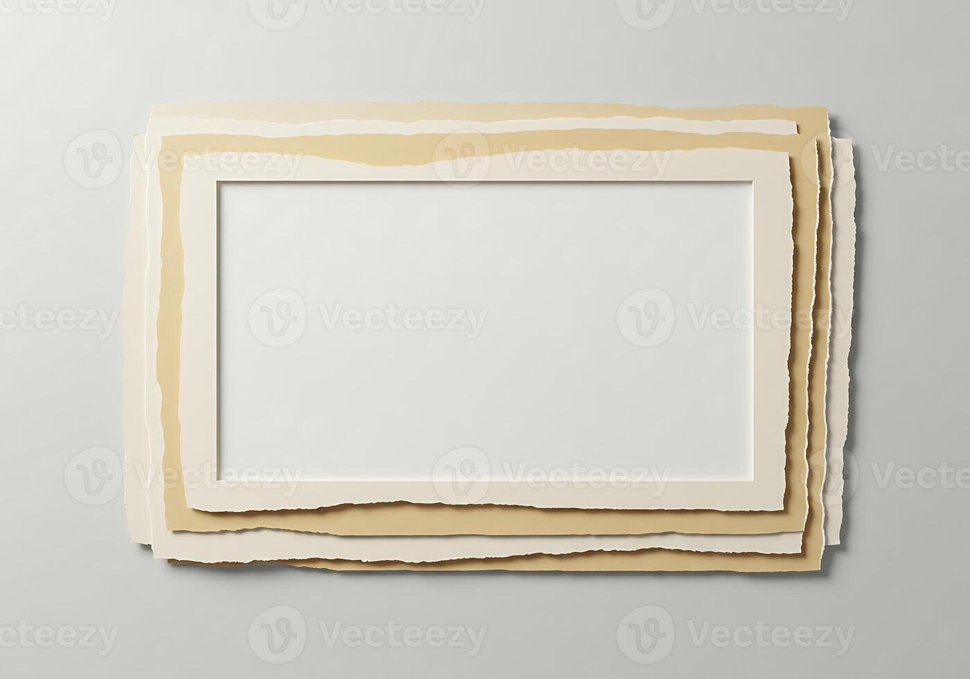 Elegant layered paper composition with a clean central rectangular space, perfect for creative design display on a subtle background photo
