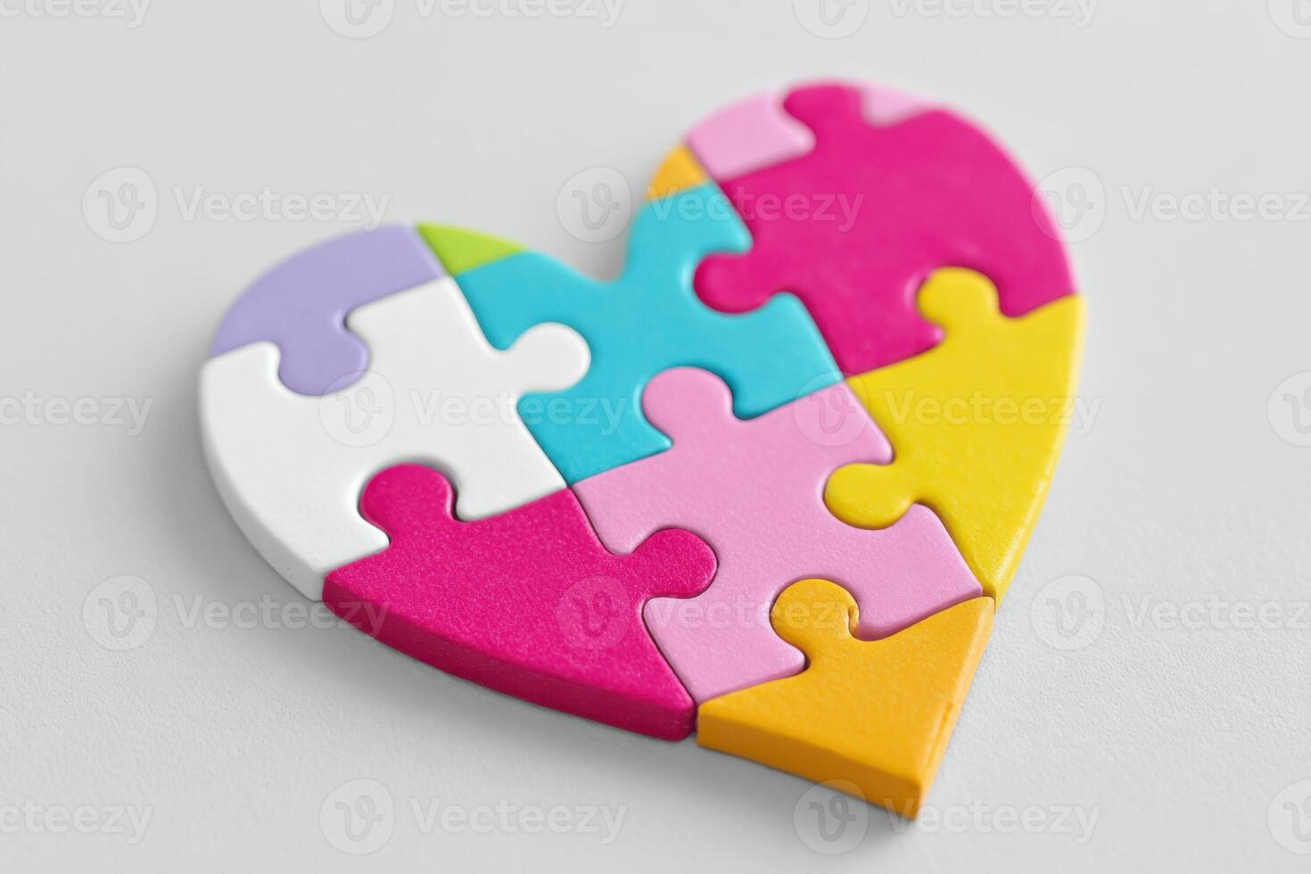 Grayscale broken puzzle pieces arranged in a minimalist style, showcasing the beauty of imperfection and the concept of incomplete connections in a serene setting photo