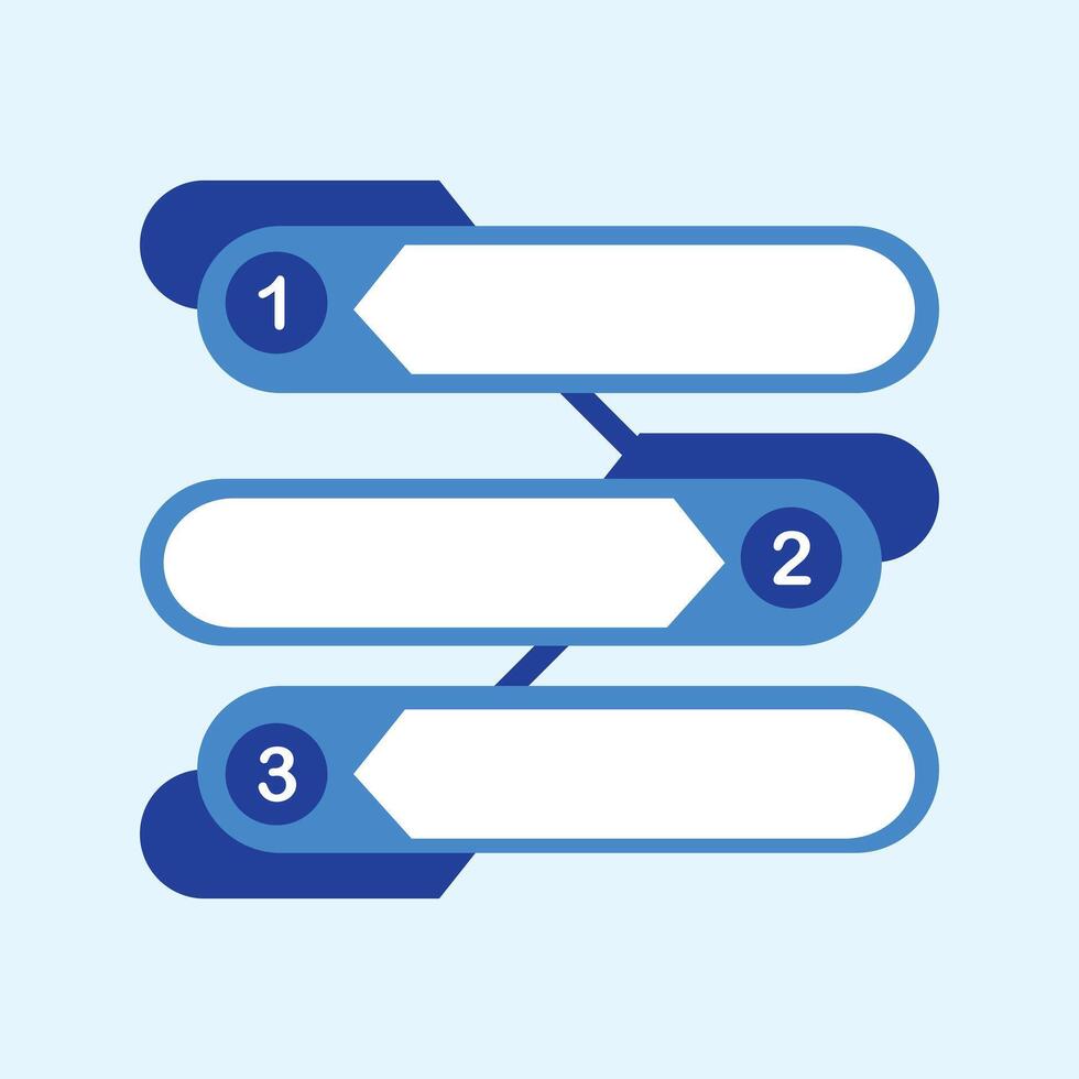 Three-step infographic layout with blue arrow labels, ideal for workflow, presentation, business planning, and process explanation. vector