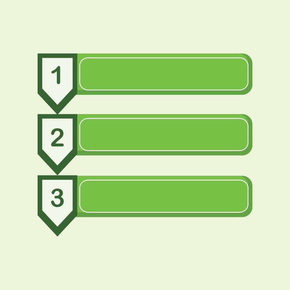 Three-step infographic labels in green tones, suitable for eco-friendly themes, workflow explanation, and business presentations. vector