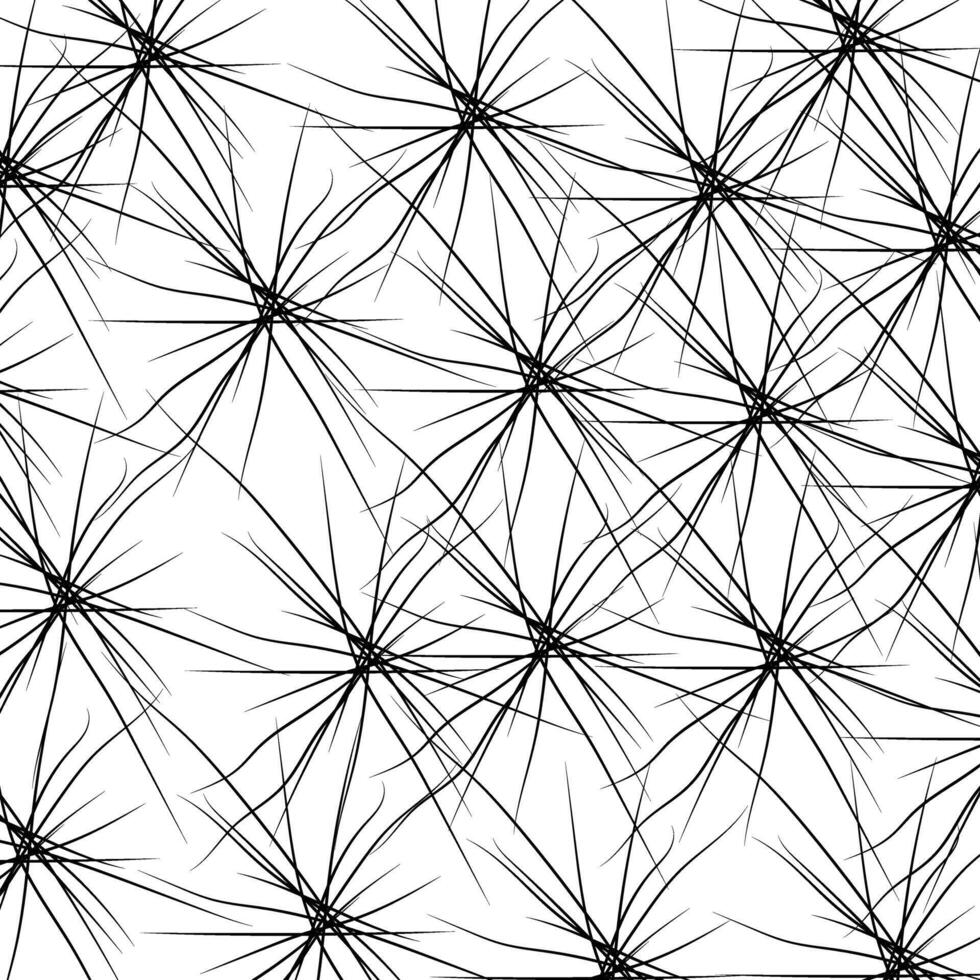 Abstract geometric starburst pattern with radiating lines and intersecting dashes creating a dynamic complex and visually engaging monochrome design vector