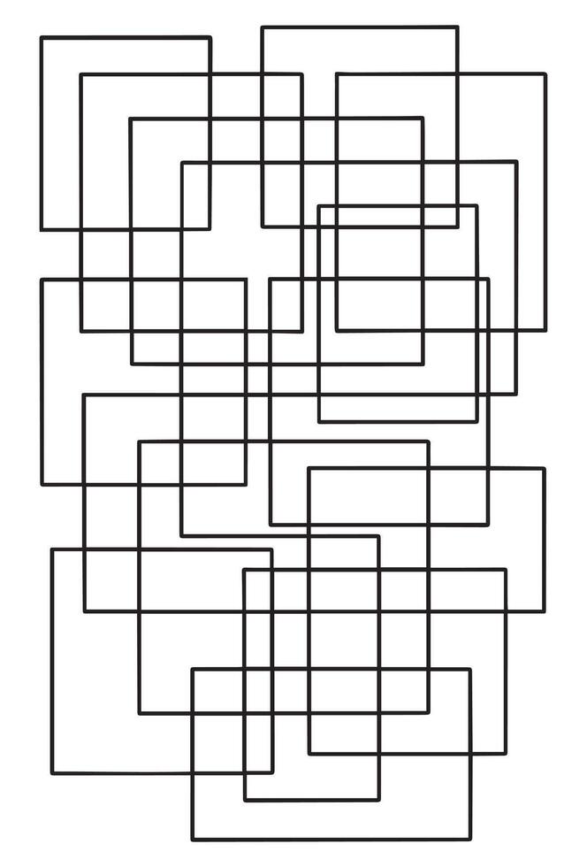 Abstract geometric pattern featuring overlapping black rectangles creating a complex interconnected visual design on a white background vector