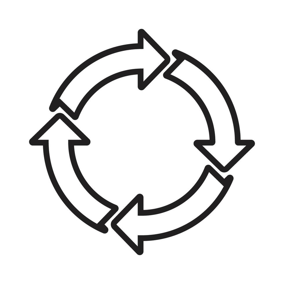 Four Circular Arrows Icon Representing a Cycle, Workflow, and Process Flow. vector