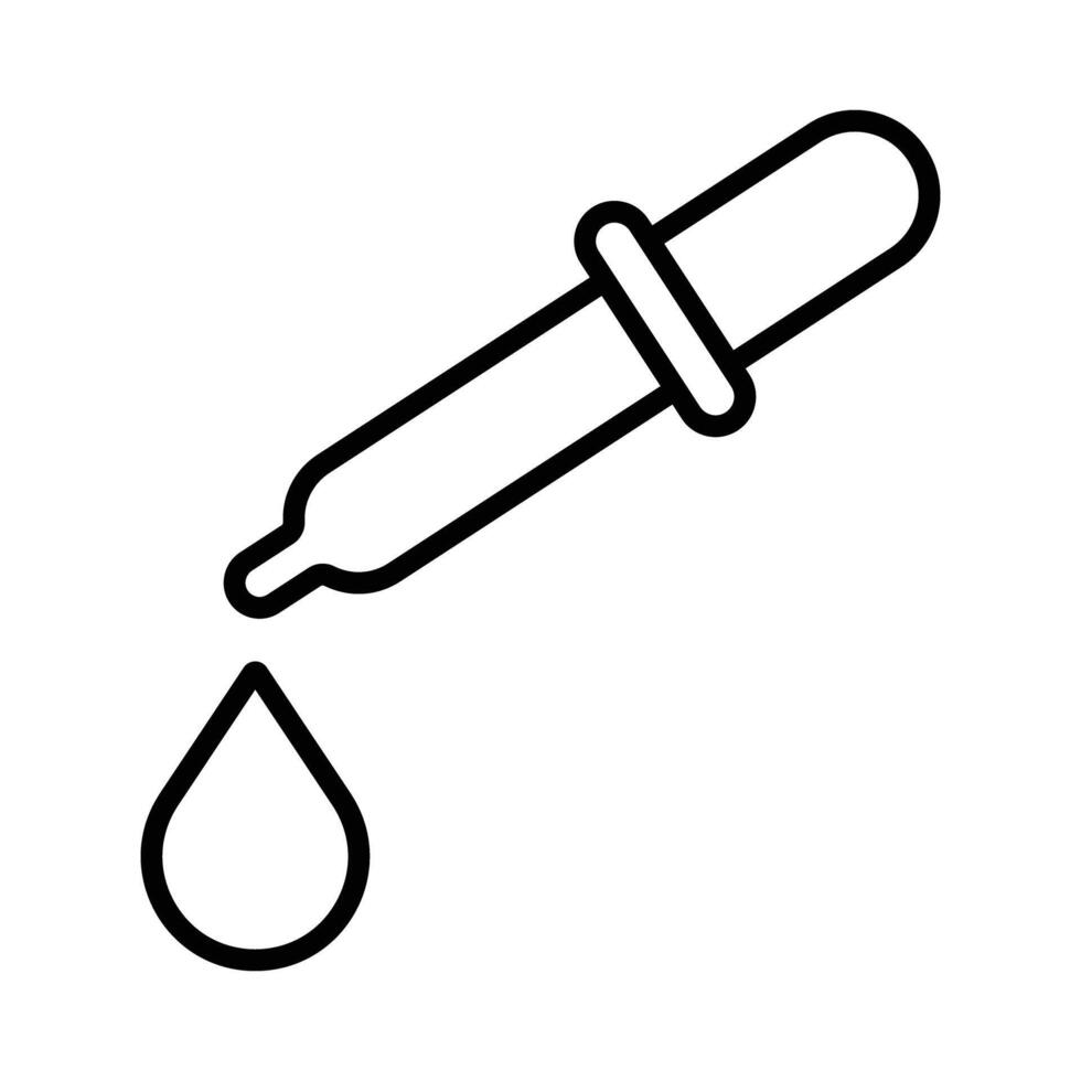 Dropper with a drop line icon. Symbol for science, chemistry, and laboratory research. Pipette for medical analysis and experiments. vector