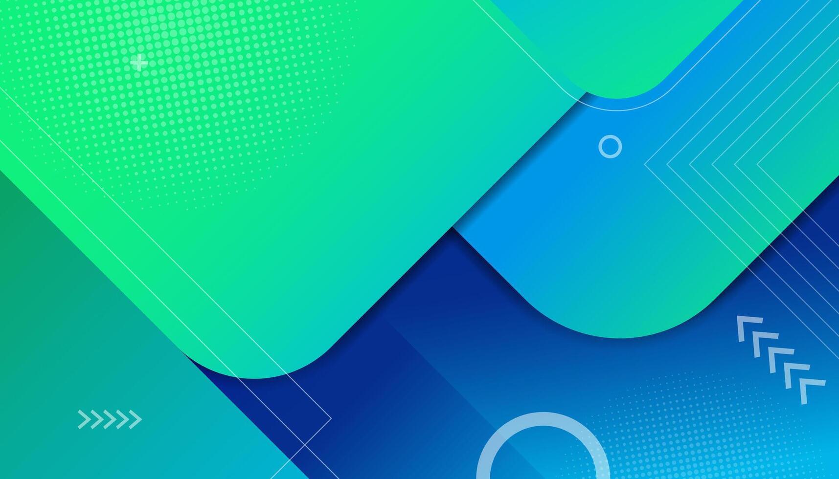 Futuristic Blue and Green Abstract Background with Gradient Shapes and Lines, vector