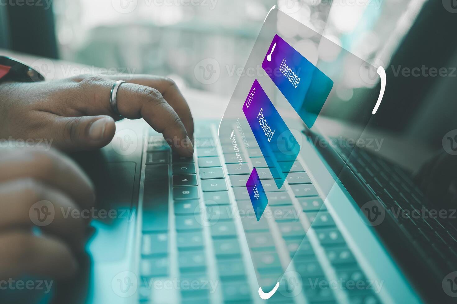 Concept of cybersecurity, data privacy, online safety, digital identity, and secure access. photo