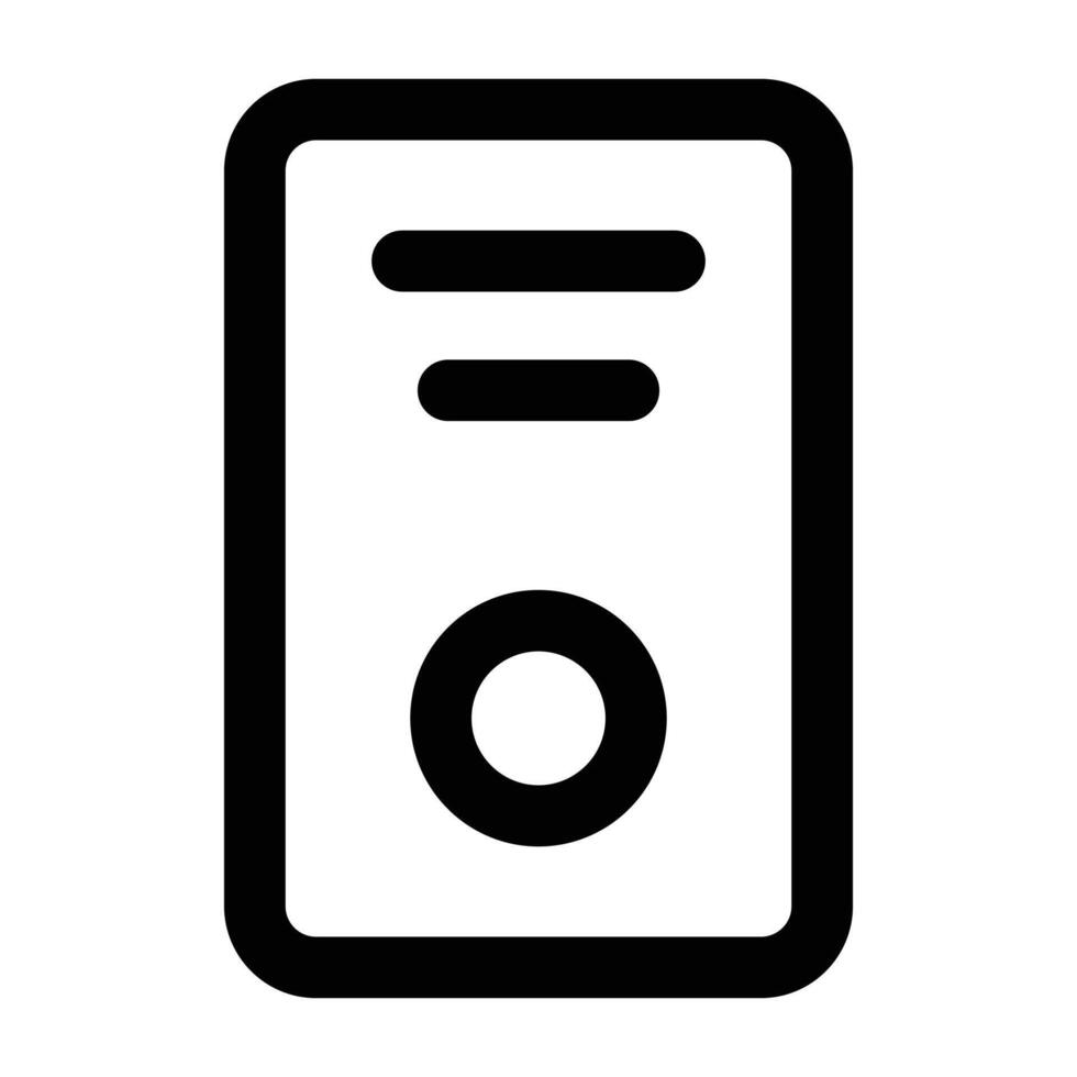 Computer tower outline with front panel details drawn in clean strokes. Suitable for hardware diagrams, system visuals, and IT illustrations. vector