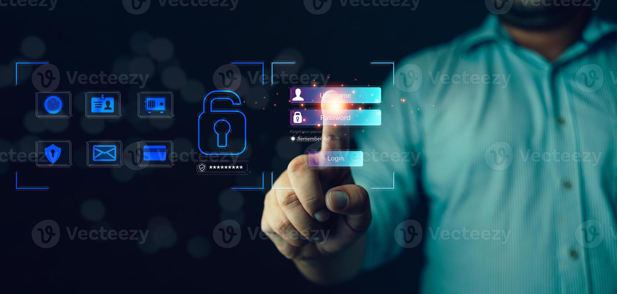 User authentication system with username and password. Cybersecurity concept photo