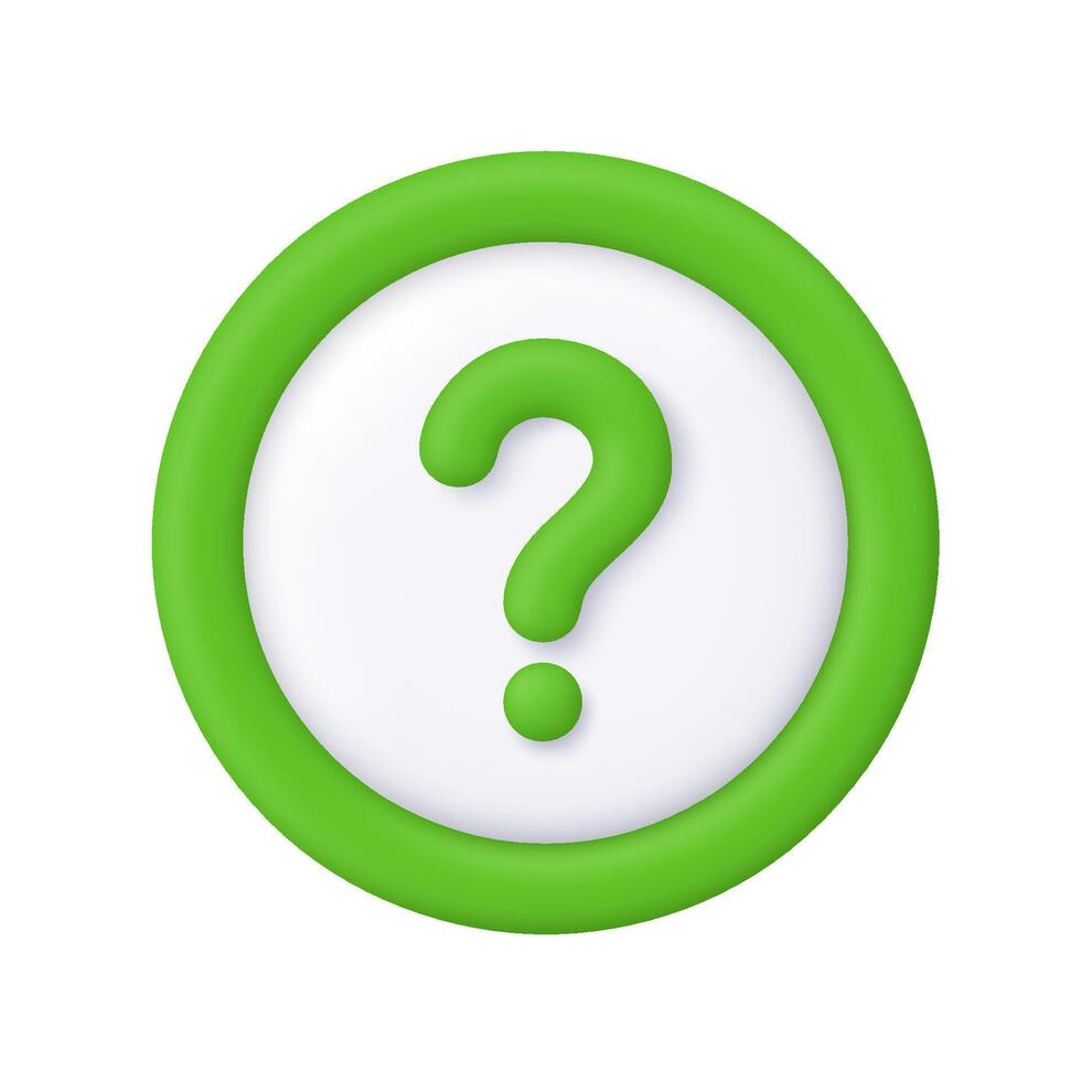 verde pregunta marca firmar dentro X circulo botón. apoyo, ayuda, consulta, Preguntas más frecuentes y información concepto. 3d icono. dibujos animados mínimo estilo. vector