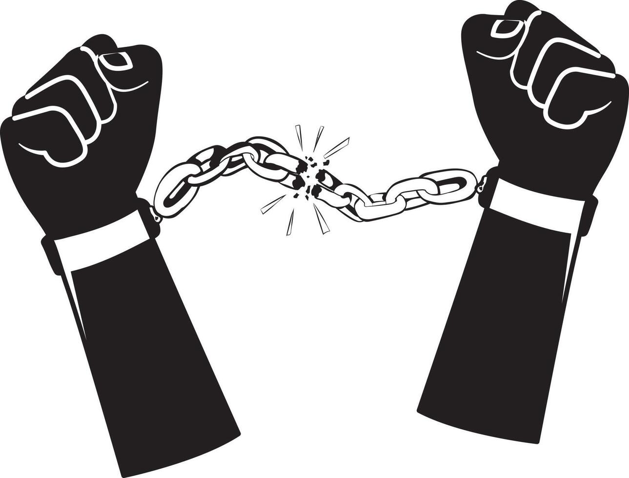 Hands chained to a chain, symbolizing the struggle for freedom vector