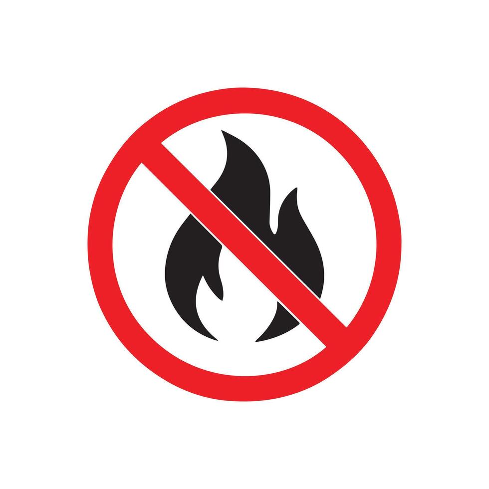 No fire sign, prohibiting open flames. Essential safety warning symbol for hazardous and flammable areas, preventing risks and promoting secure environments vector