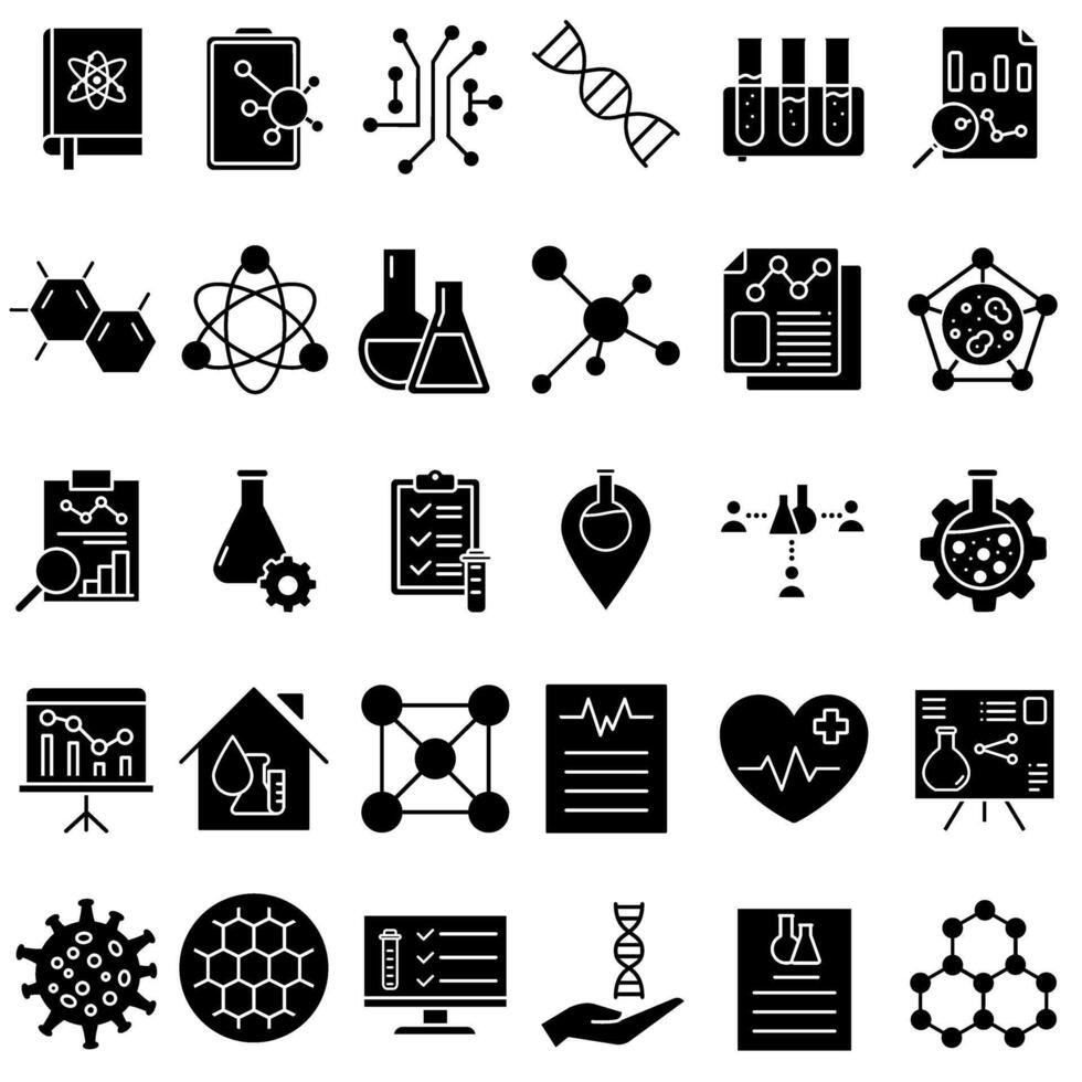 Science icons set. Simple set of science icons for web design on white background vector