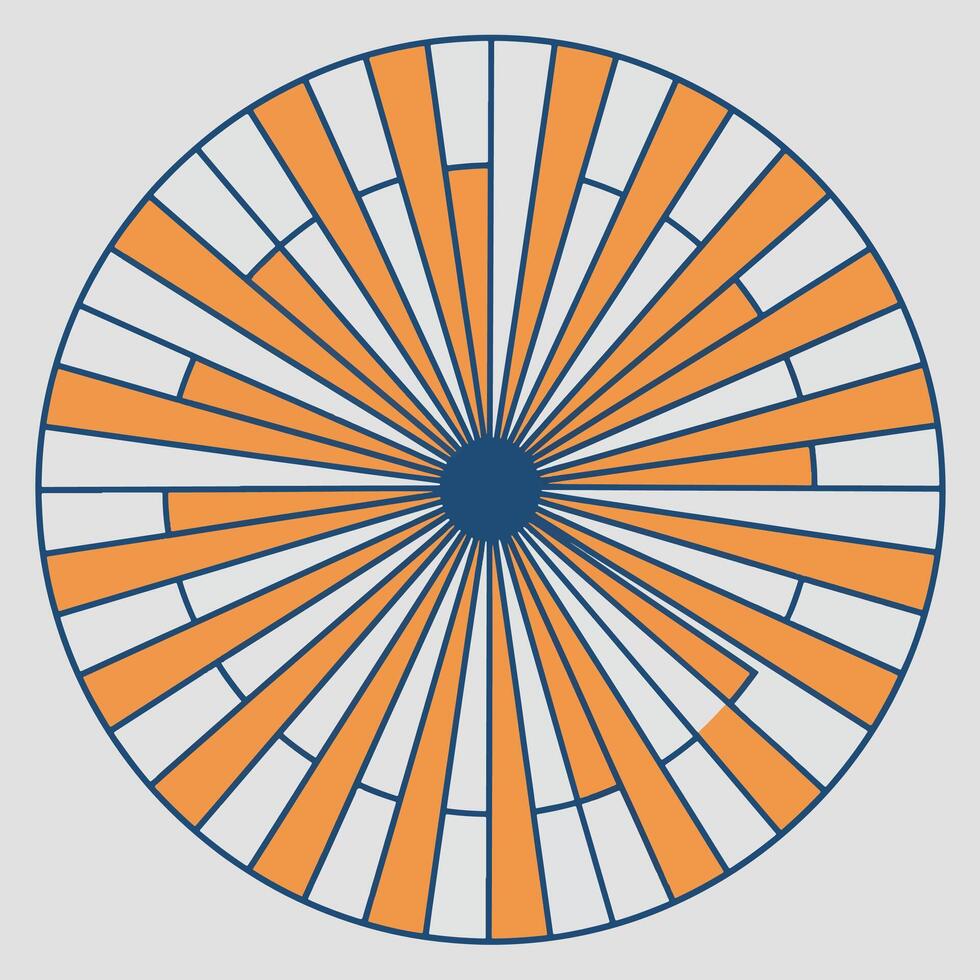 Circular Geometric Pattern with Radial Rays and Rectangular Segments vector