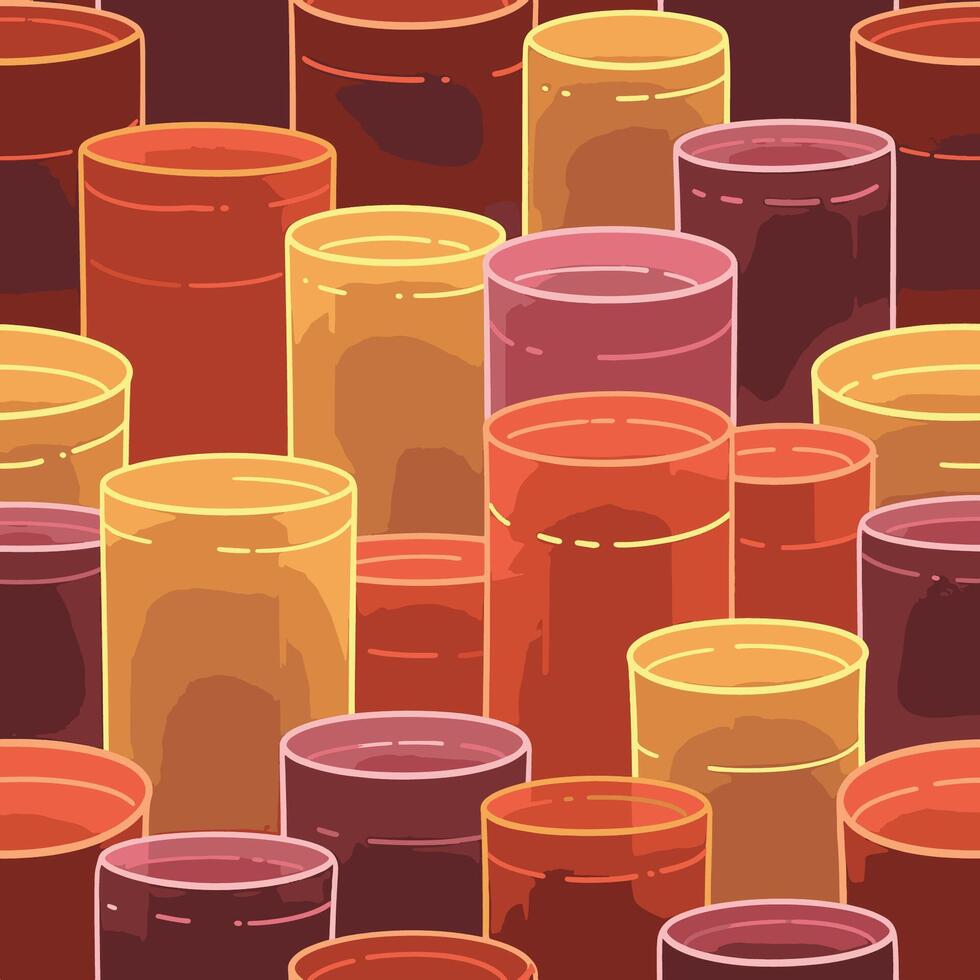 Artistic illustration of various colorful cylindrical shapes in a repeating pattern, abstract design, seamless pattern, royalty free stock. vector