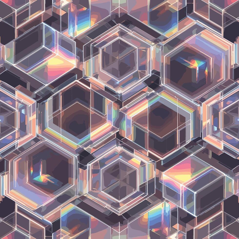 A hexagonal pattern with many different colors vector