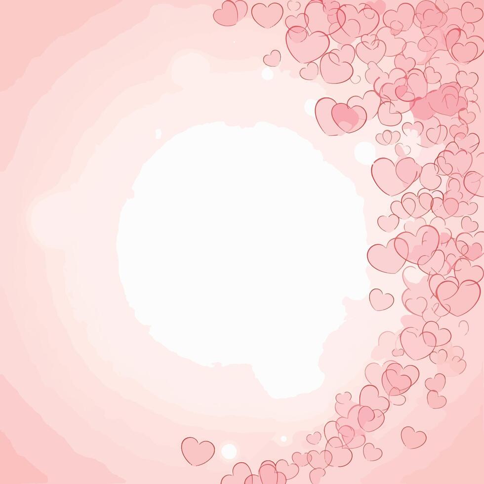 Gentle Pink Hearts Border Overlay On A Soft Gradient Background With A White Empty Space For Text vector