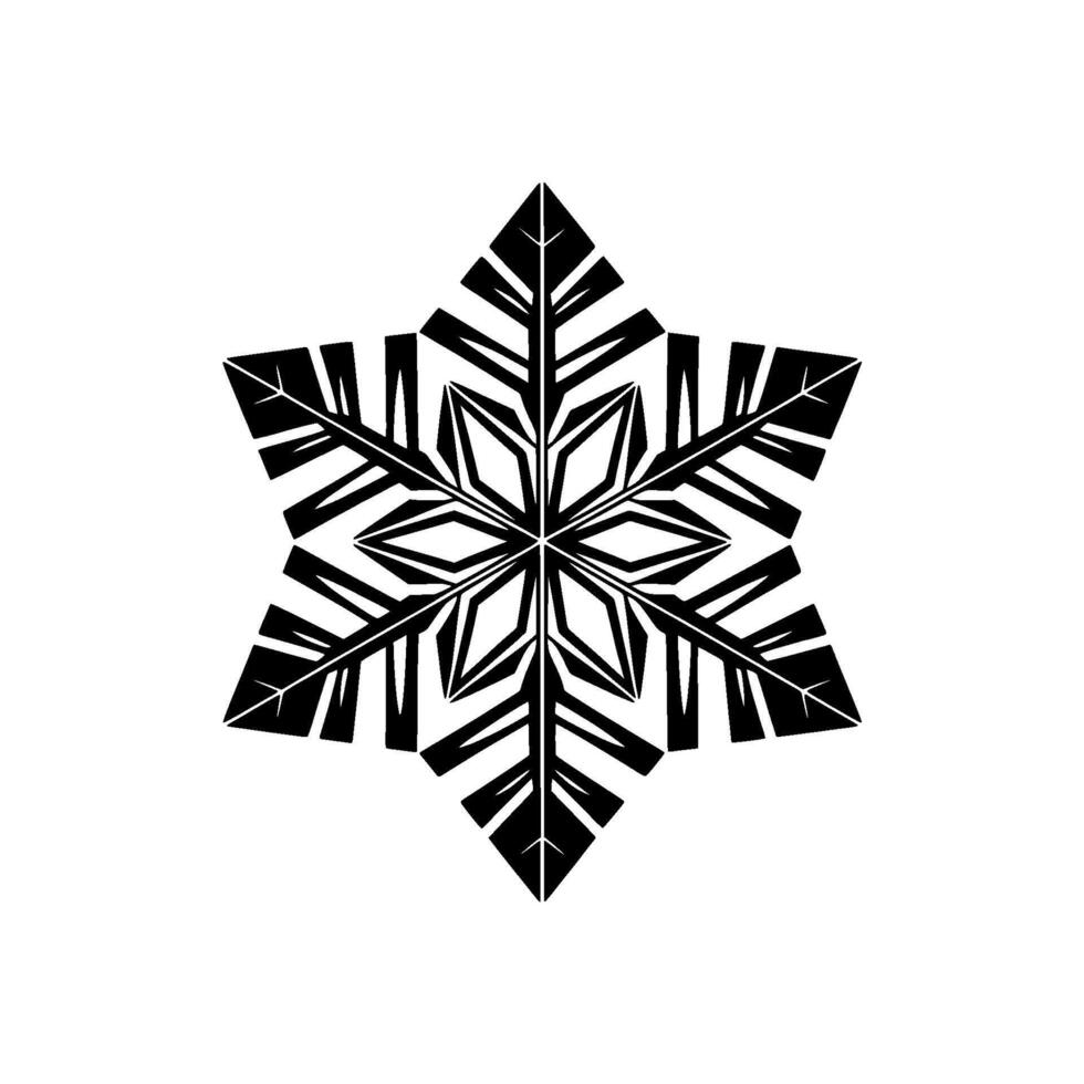 Stylized geometric snowflake illustration with sharp symmetrical fractal patterns vector