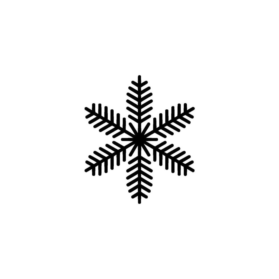 A sharp geometric snowflake with six detailed symmetrical branches isolated vector