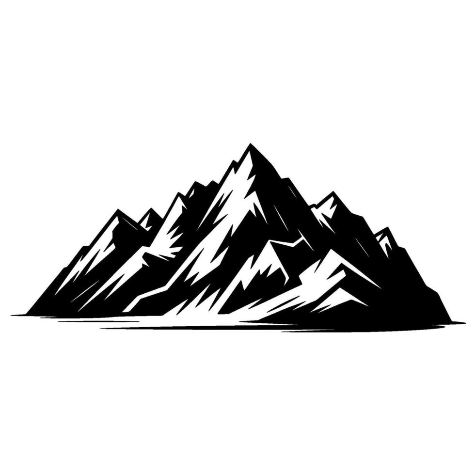 Striking illustration depicting a jagged mountain range silhouette with sharp peaks and dramatic shading isolated vector
