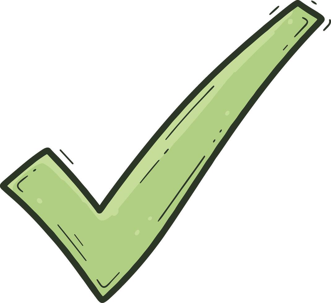 Handdrawn Doodle Check Mark Shape with Rounded Corner Icon Element vector