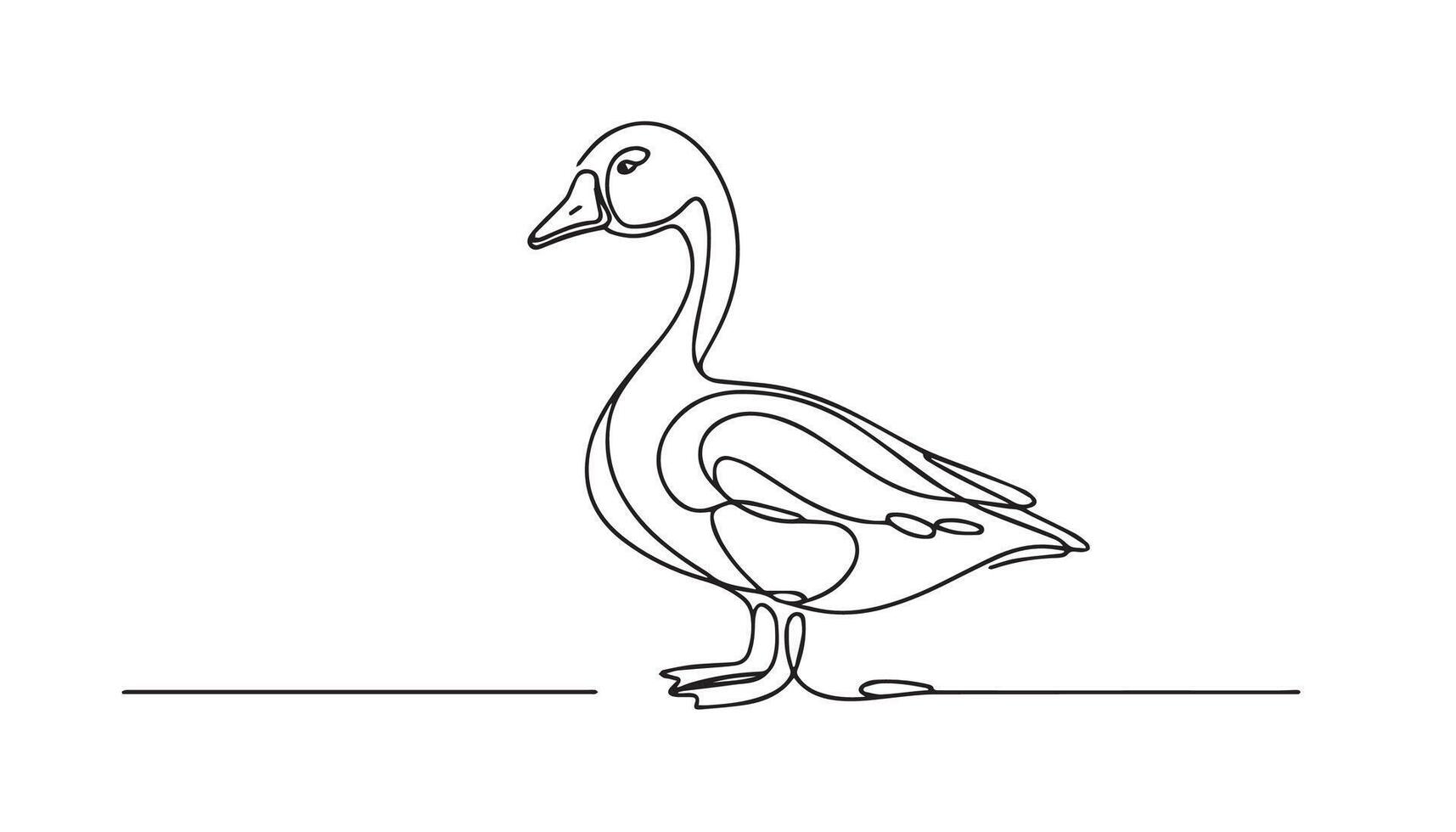 continuous line drawing of a goose standing on a white background vector