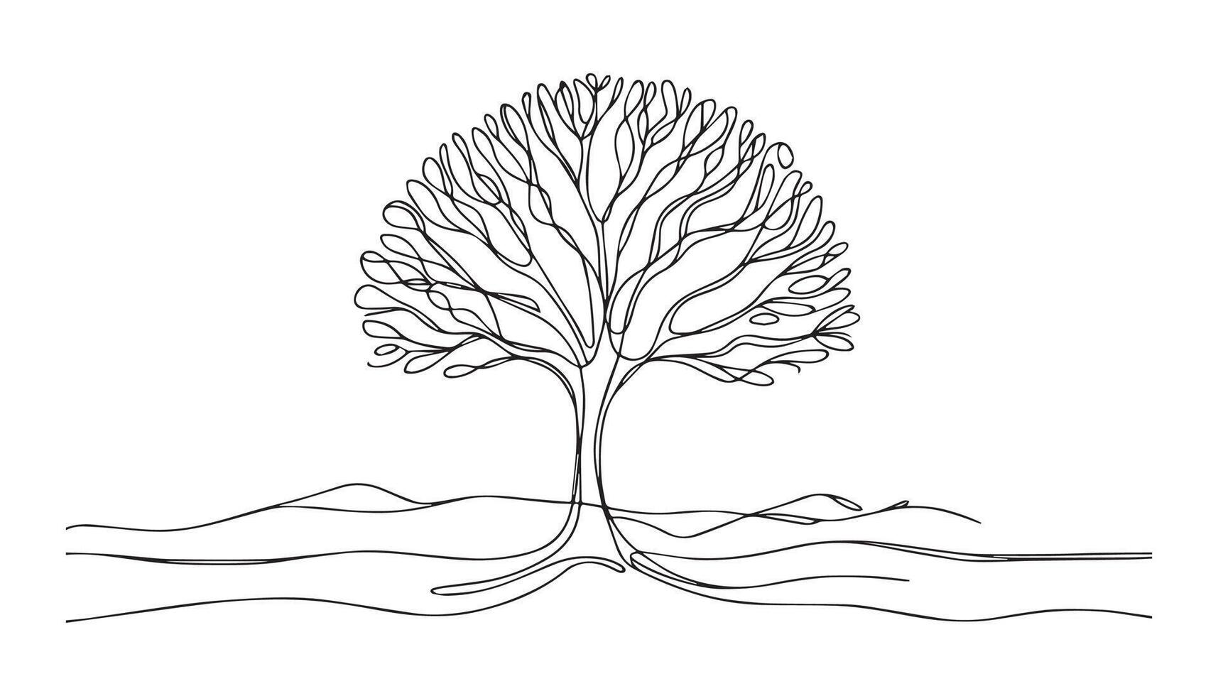 continuous line drawing of a tree with no leaves vector