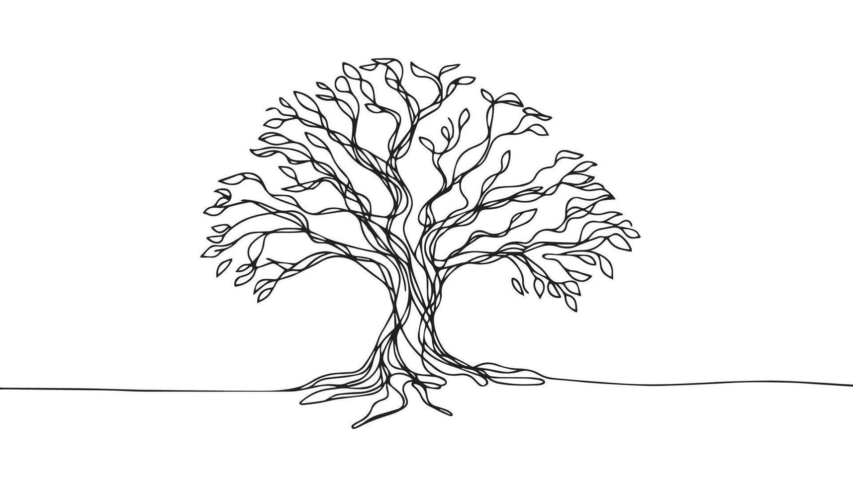 a continuous drawing of a tree with no leaves vector