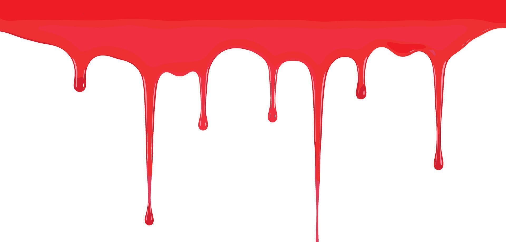 Abstract graphic of red liquid paint dripping in a seamless border pattern vector