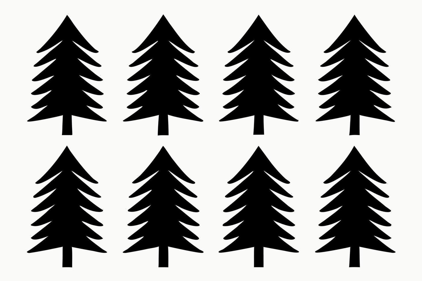Simple evergreen fir tree shapes graphic set for nature and forest themed projects. vector