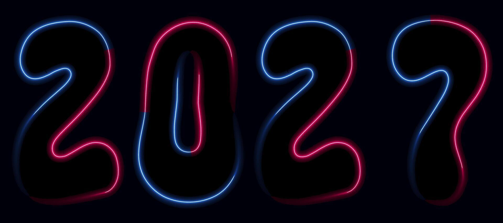 Glowing Neon 2027 Year Numbers Creative Graphic Resource Design Element vector