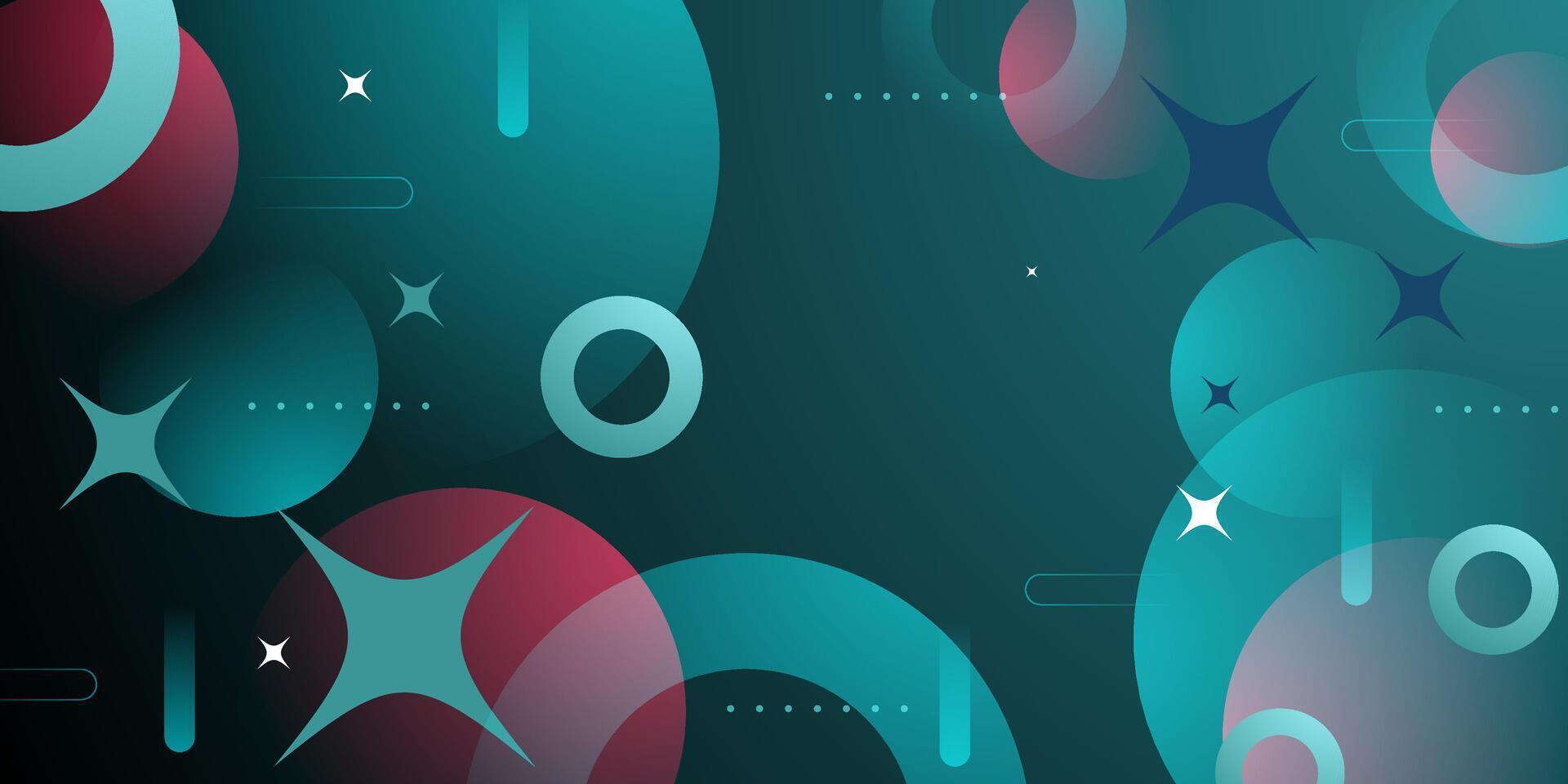 Abstract dark green background with sparkle and circle shapes pattern design. Simple elegant red gradient shapes concept on green background. vector