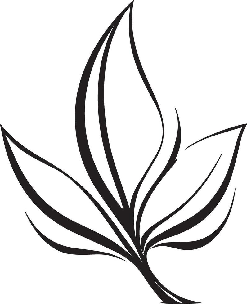 a sophisticated black leaf emblem created with precise geometric lines, often used as a minimalist symbol representing nature. vector