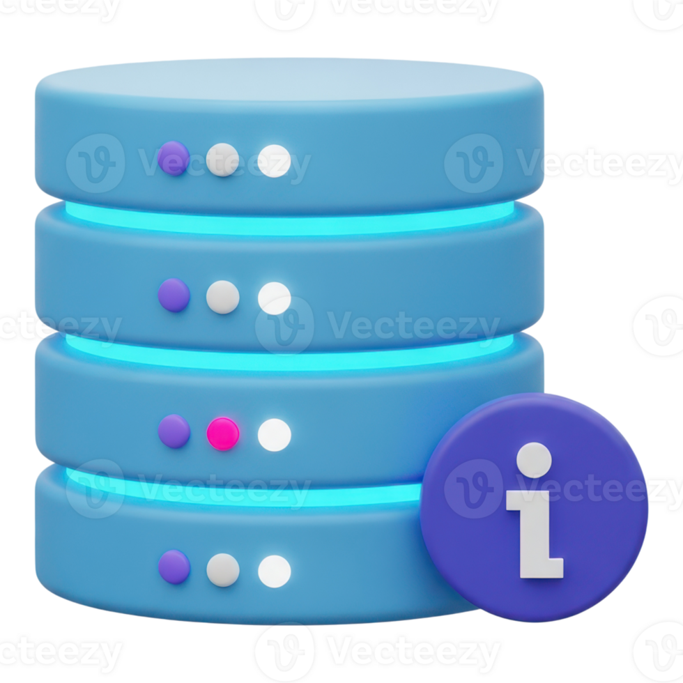 3d base de datos icono aislado en transparente antecedentes representando datos almacenamiento png