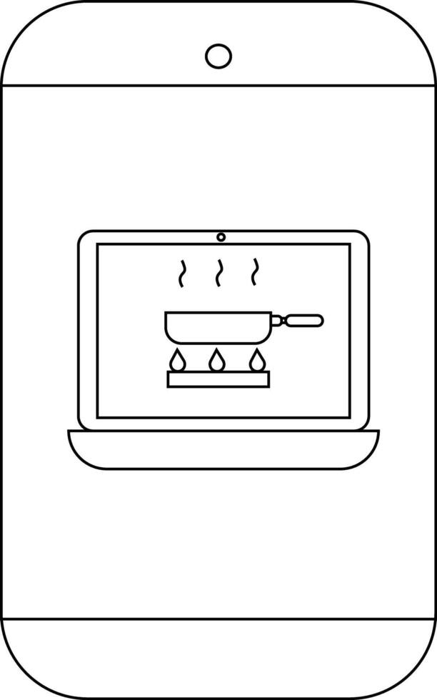 A smartphone displays a cooking tutorial with a laptoplike interface vector