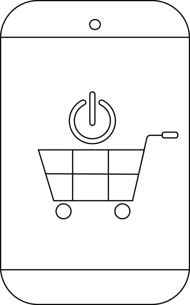 un teléfono inteligente muestra un compras carro icono completar con ruedas encargarse de y poder botón vector