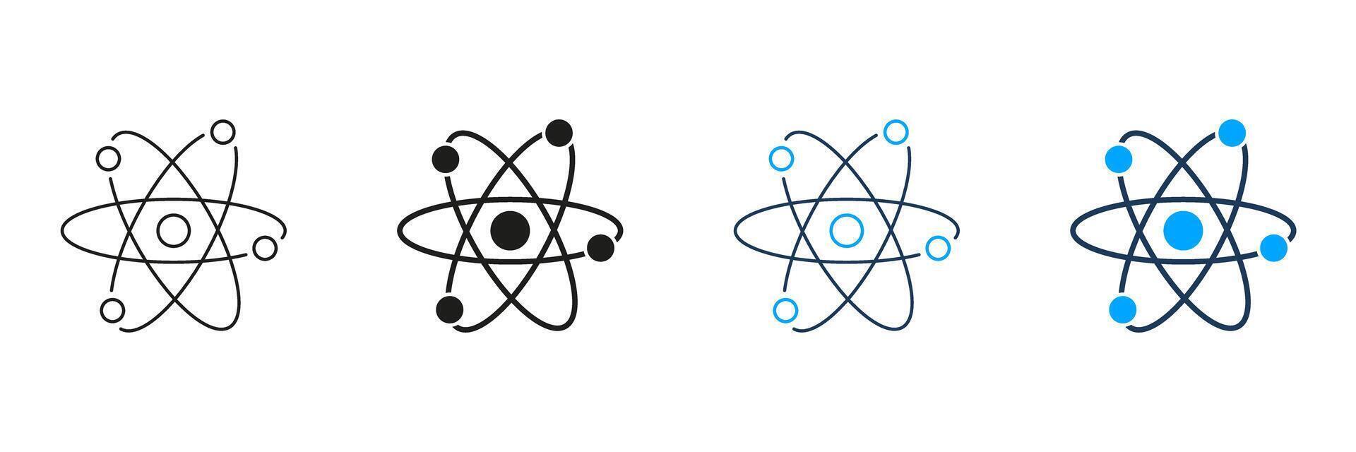 Atom Structure Icon Set. Atomic Model, Science, And Physics Symbol Collection. Educational And Scientific Sign. Isolated Illustration vector