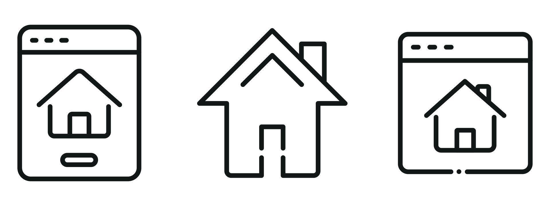 Home Main Page Icon Set Outline and Minimal Navigation Symbols for UI, UX, and Web Interface Design vector