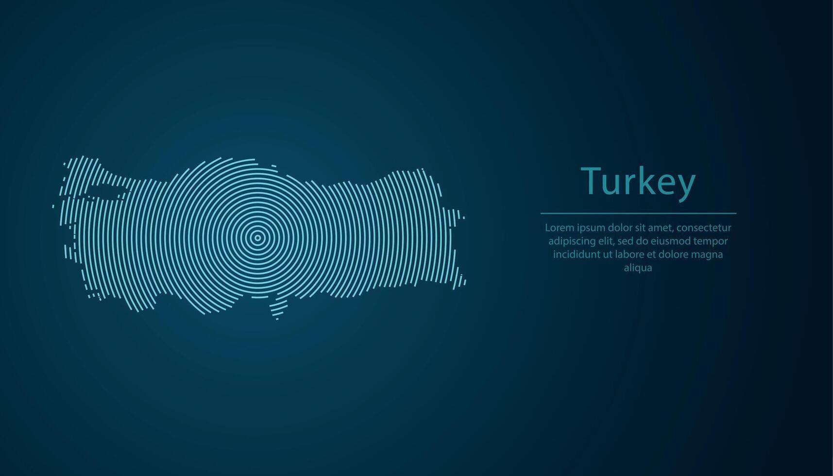 Turkey map contour with abstract circular line pattern vector