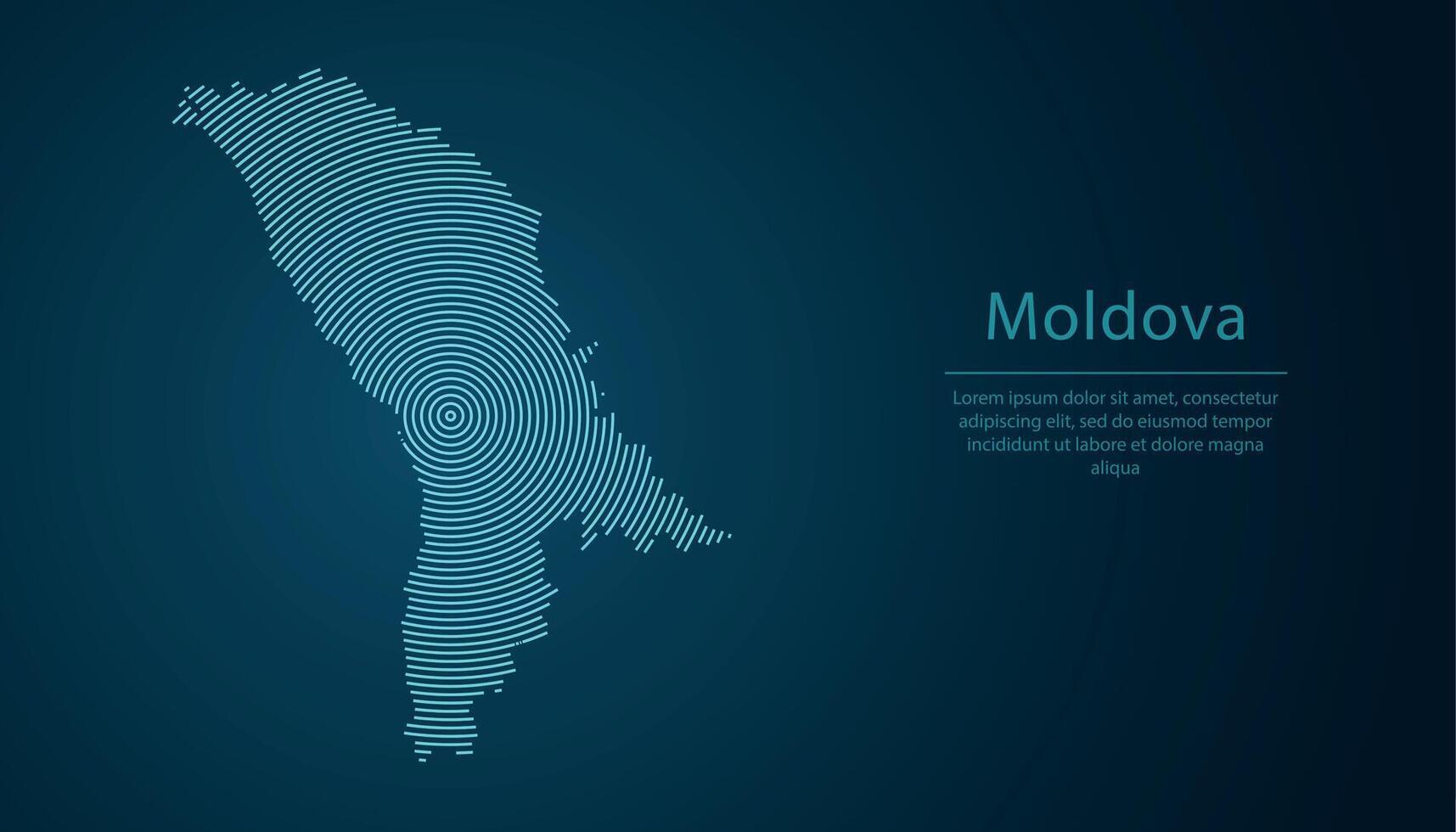Moldova map contour with abstract circular line pattern vector