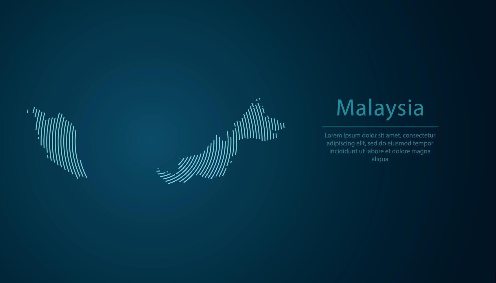 Malaysia map contour with abstract circular line pattern vector