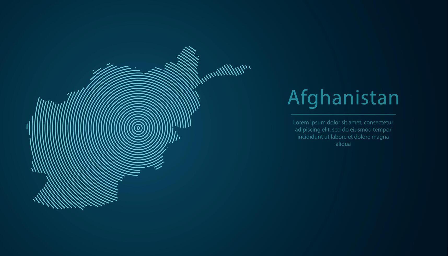 Afghanistan map contour with abstract circular line pattern vector