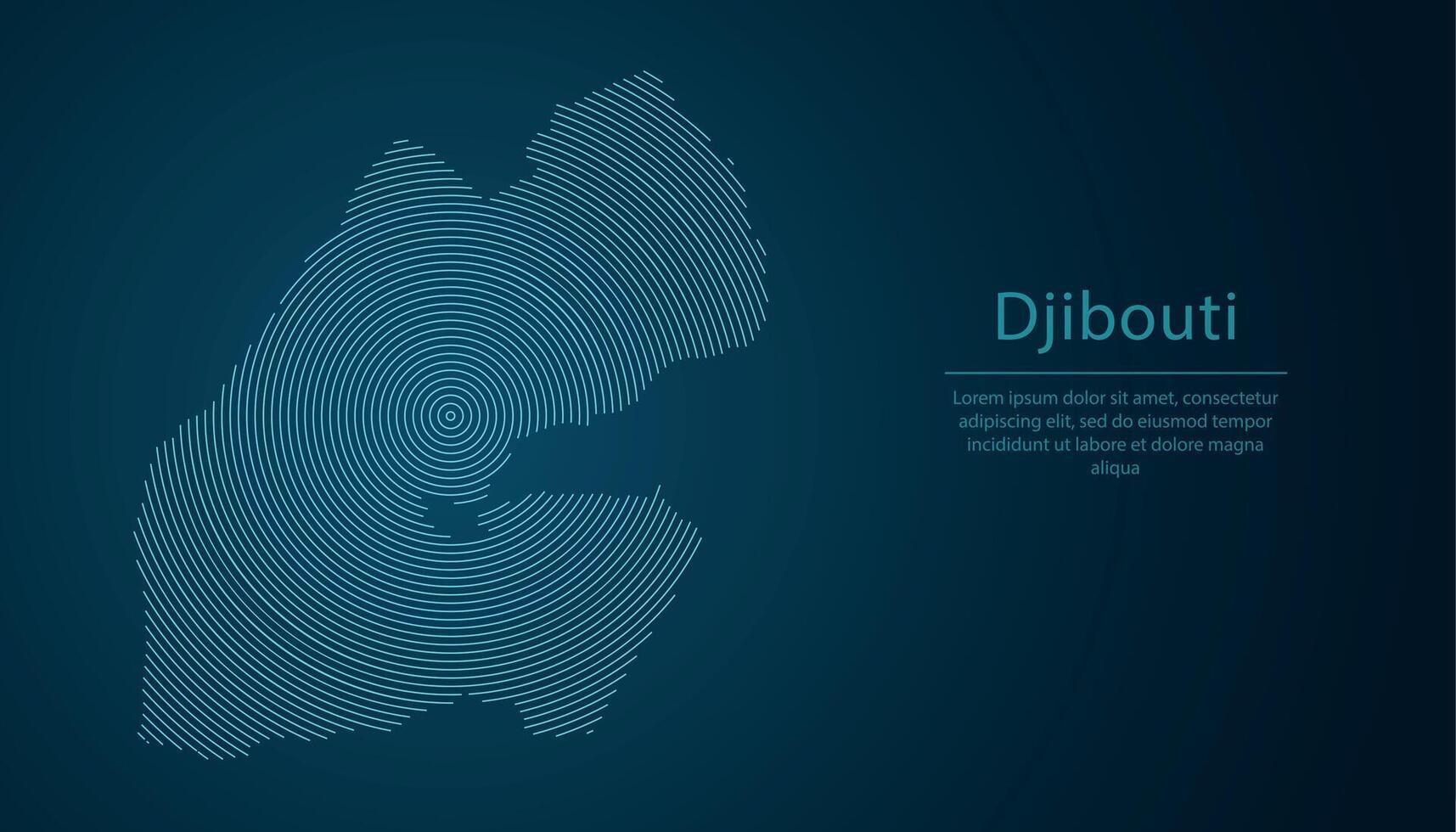 Djibouti map contour with abstract circular line pattern vector