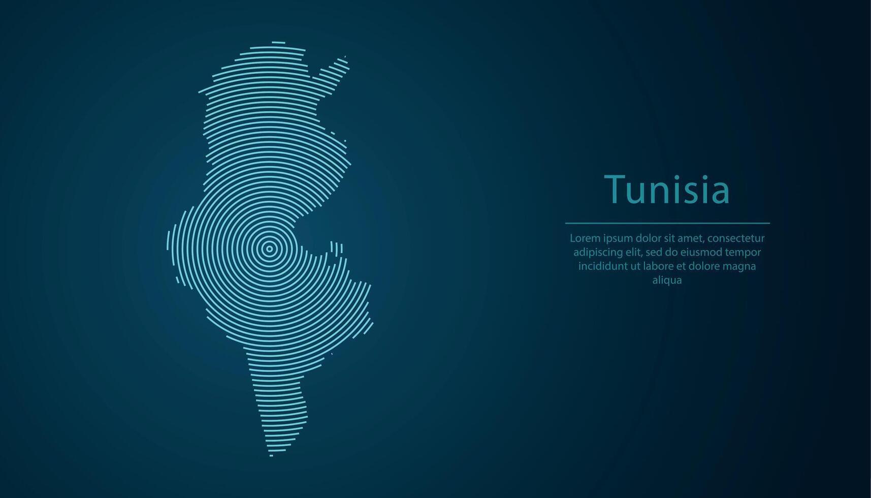 Tunisia map contour with abstract circular line pattern vector