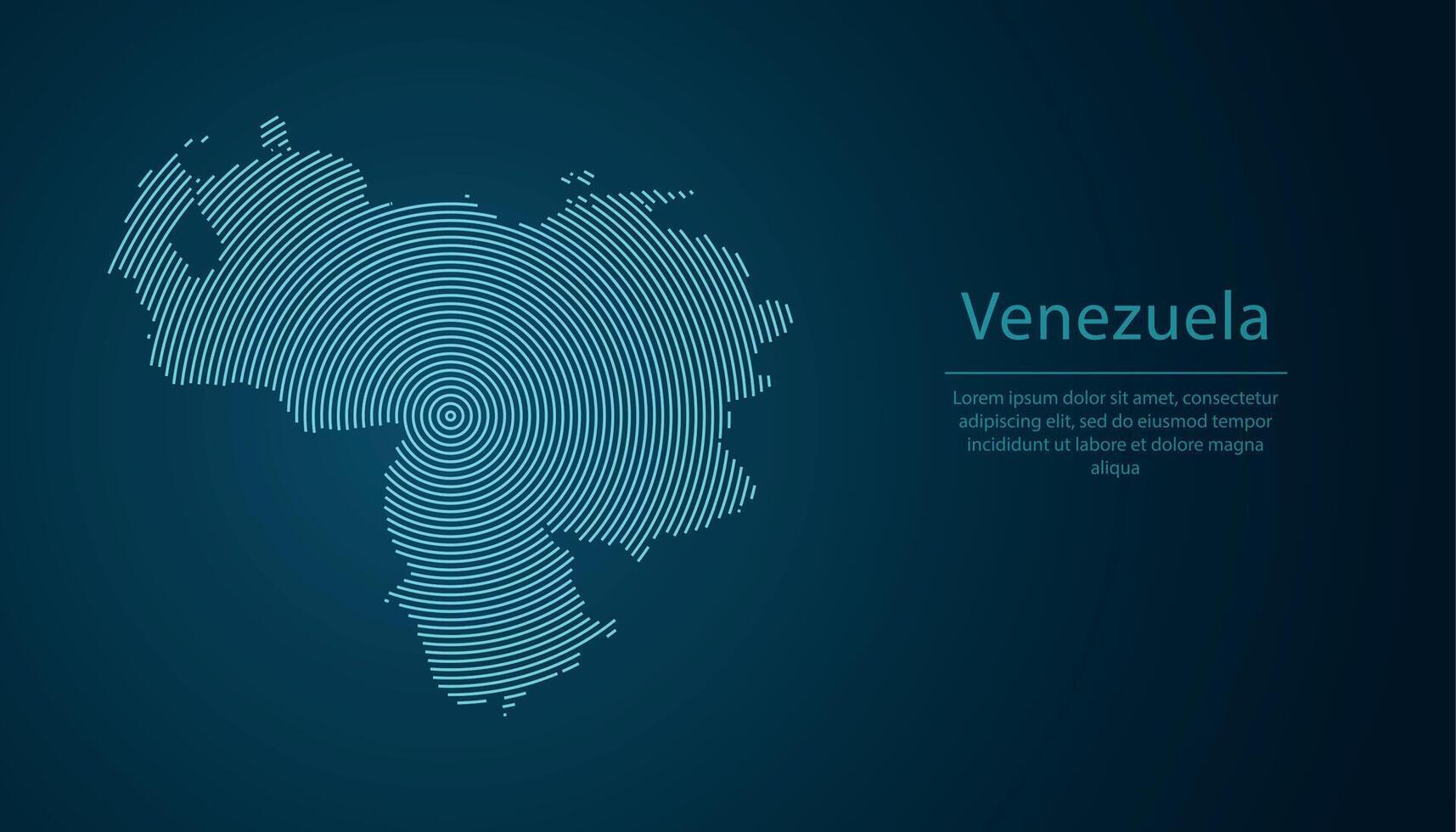 Venezuela map contour with abstract circular line pattern vector