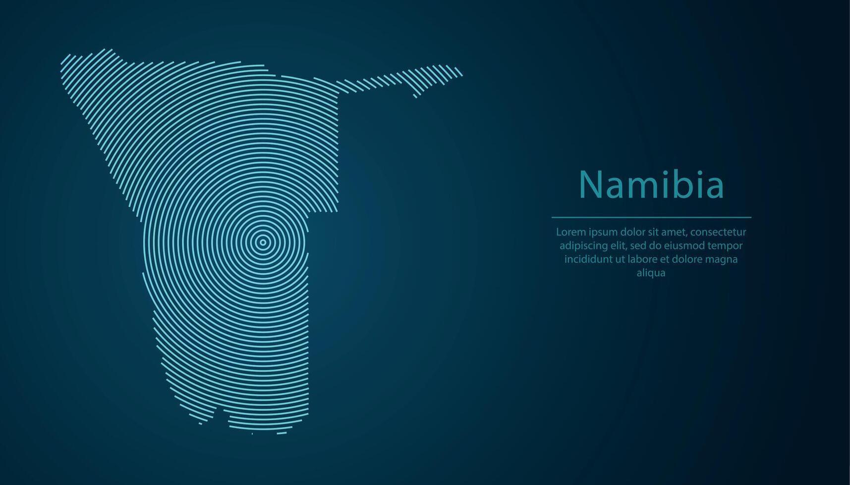 Namibia map contour with abstract circular line pattern vector