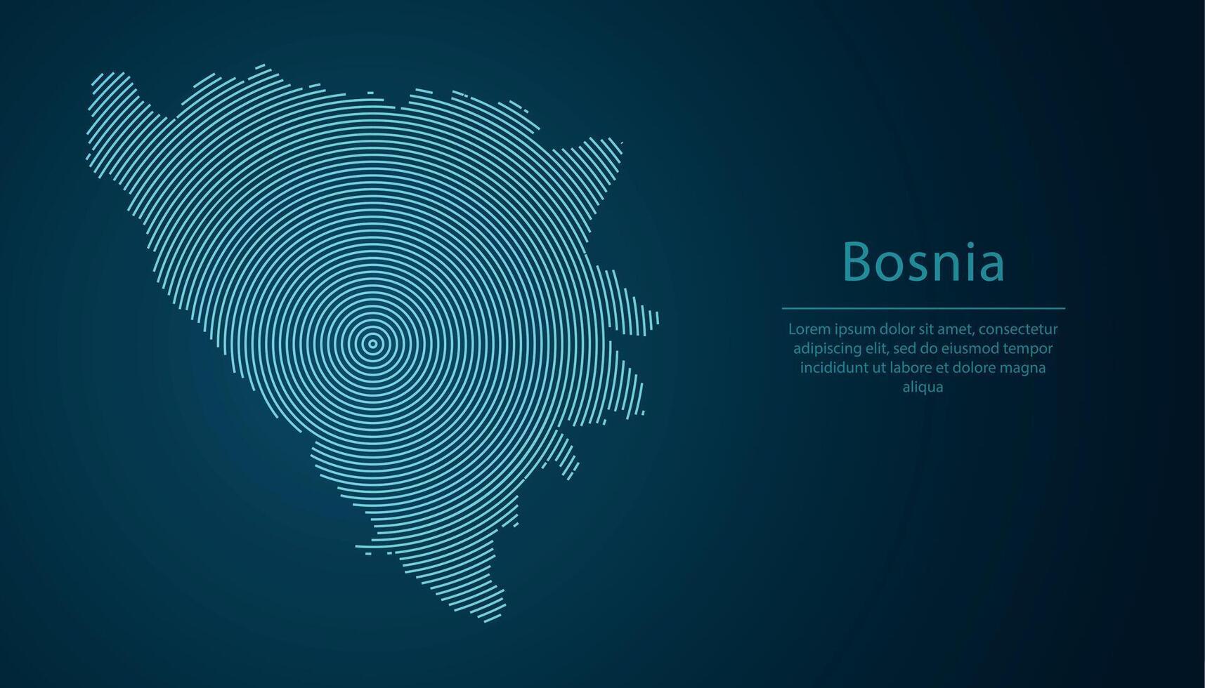 Bosnia map contour with abstract circular line pattern vector